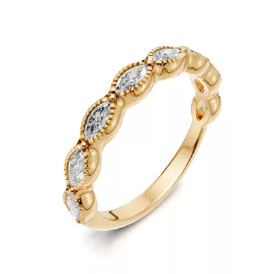 Maren Milgrain Marquise Lab Diamond Band