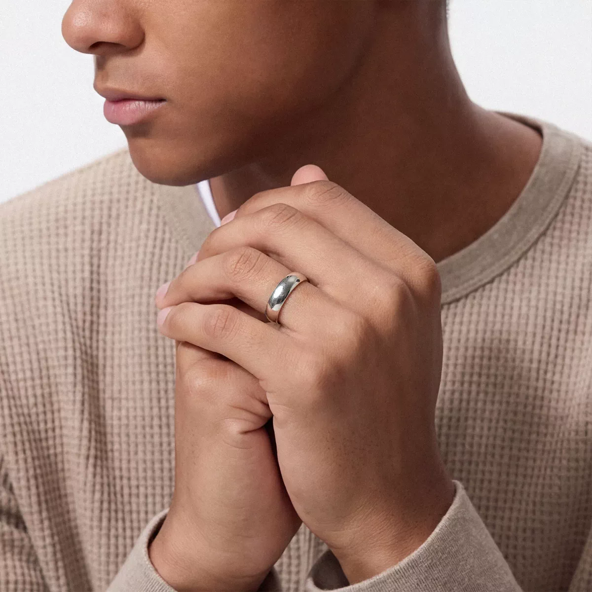 AA Jewels - Solid Titanium Men's Matte Brushed Finish And Tri Dome Milgrain 5mm Ring Comfort Fit Band Size 6 5