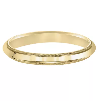 Milgrain Low Dome Comfort Fit Polished Band (3mm)