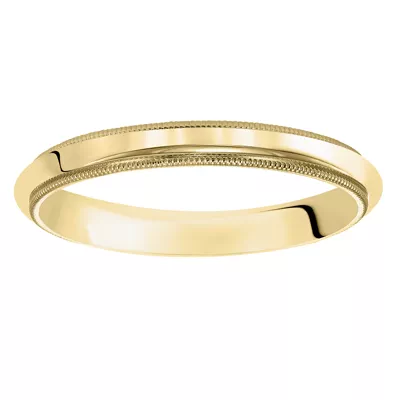 Milgrain Low Dome Comfort Fit Polished Band (3mm)