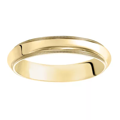 Milgrain Low Dome Comfort Fit Polished Band (4mm)
