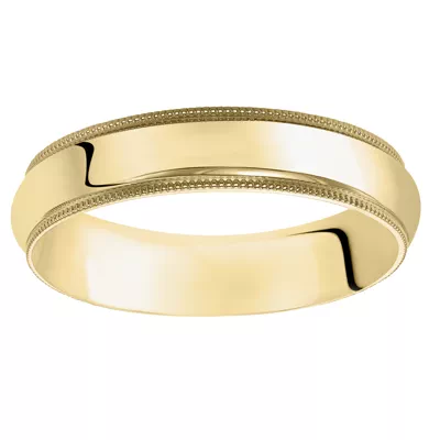 Milgrain Low Dome Comfort Fit Polished Band (5mm)