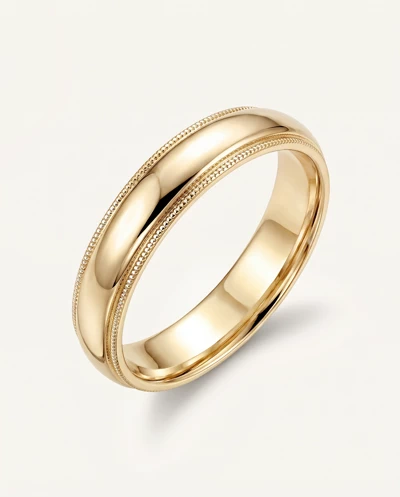 Milgrain Low Dome Comfort Fit Polished Band (5mm)