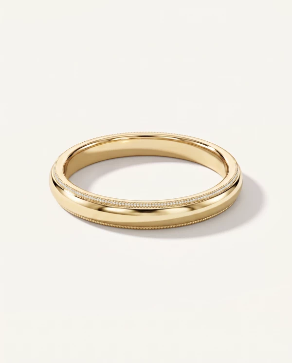 Men’s Wedding Band Milgrain Low Dome Comfort Fit Polished Band (5mm)