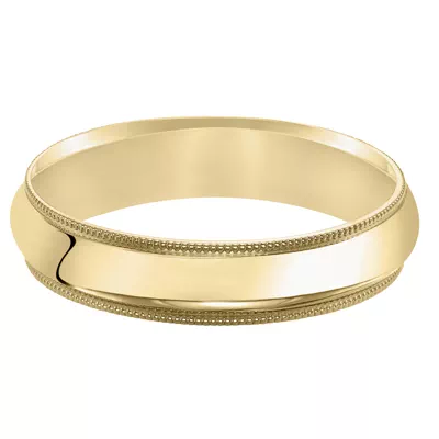 Milgrain Low Dome Comfort Fit Polished Band (5mm)