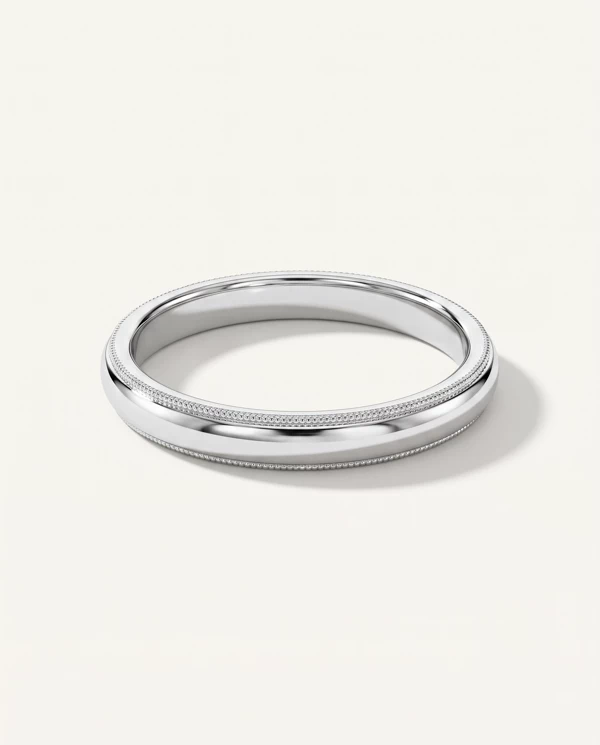 Men’s Wedding Band Milgrain Low Dome Comfort Fit Polished Band (5mm)