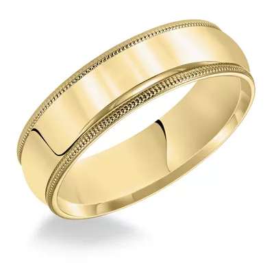 Milgrain Low Dome Comfort Fit Polished Band (6mm)