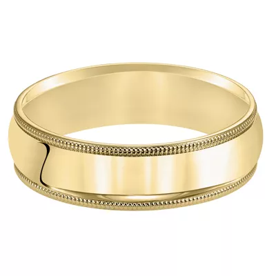 Milgrain Low Dome Comfort Fit Polished Band (6mm)