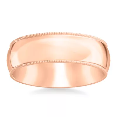 Milgrain Low Dome Comfort Fit Polished Band (7mm)
