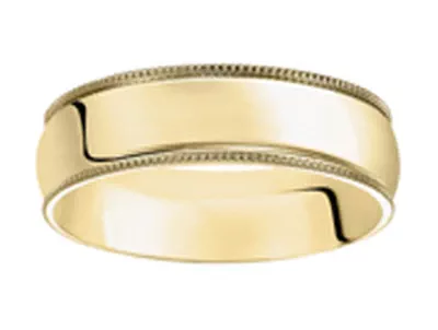 Milgrain Low Dome Comfort Fit Polished Band (7mm)