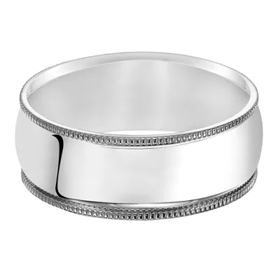 Milgrain Low Dome Comfort Fit Polished Band (8mm)