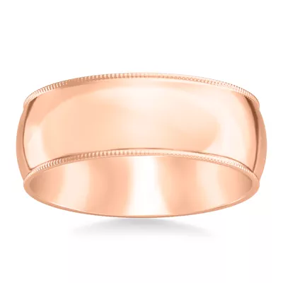 Milgrain Low Dome Comfort Fit Polished Band (8mm)
