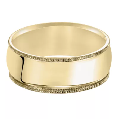 Milgrain Low Dome Comfort Fit Polished Band (8mm)