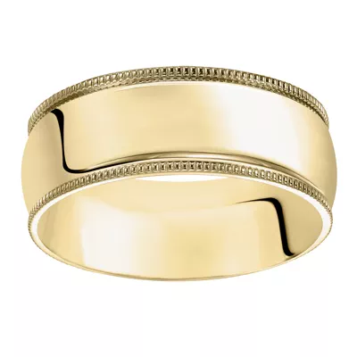 Milgrain Low Dome Comfort Fit Polished Band (8mm)