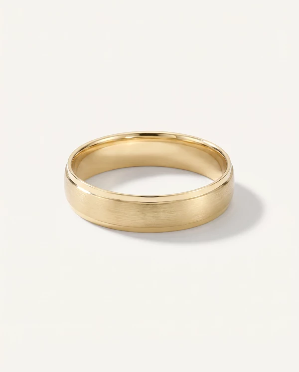 Men’s Wedding Band Brushed Center Polished Edge Wedding Band (5mm)