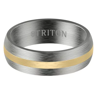 Low Dome Tantalum With Gold Inlay Brushed Band (7mm)