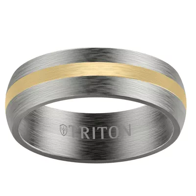 Low Dome Tantalum With Gold Inlay Brushed Band (7mm)