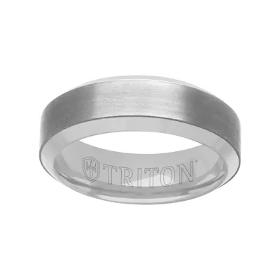 Brushed Tantalum With Beveled Edge Gold Band (7mm)
