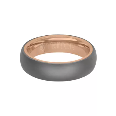 Matte Low  Dome Tantalum With Gold Band (6mm)