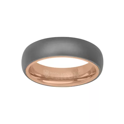 Matte Low  Dome Tantalum With Gold Band (6mm)