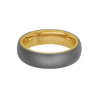 Matte Low  Dome Tantalum With Gold Band (6mm)