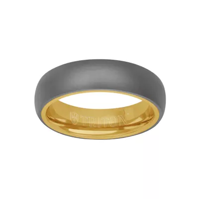 Matte Low  Dome Tantalum With Gold Band (6mm)