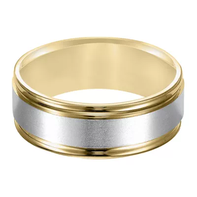 Two-Tone Brushed Center Finish Wedding Band (8mm)