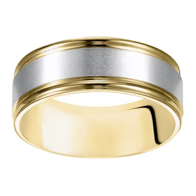 Two-Tone Brushed Center Finish Wedding Band (8mm)
