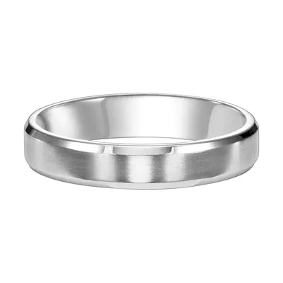 Flat Bevel Edge Carved Wedding Band (4mm)