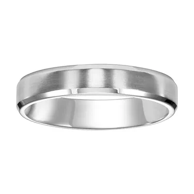 Flat Bevel Edge Carved Wedding Band (4mm)