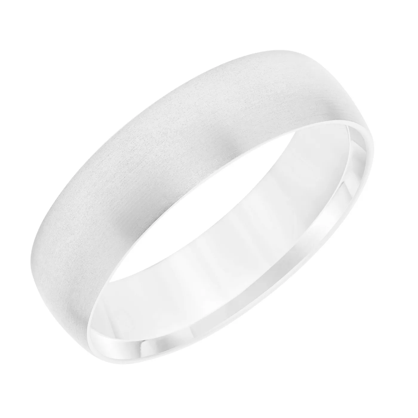 Low Dome Brushed Flat Edged Wedding Band (6mm)