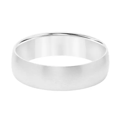 Low Dome Brushed Flat Edged Wedding Band (6mm)
