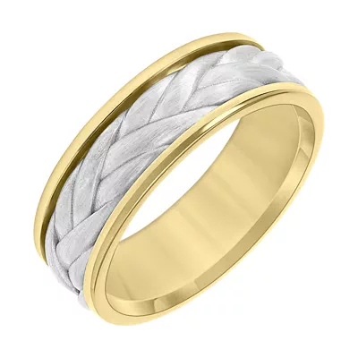 Two-Tone Double Braided Band With Raised Edge (7mm)