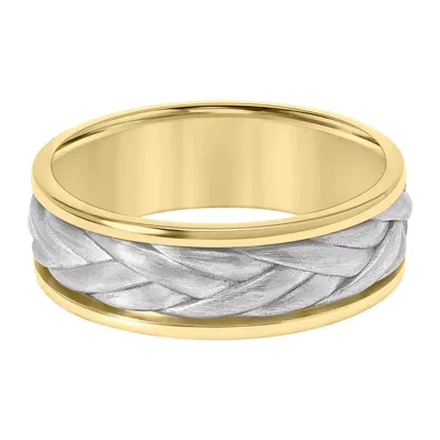 Two-Tone Double Braided Band With Raised Edge (7mm)