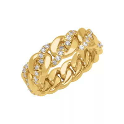 Cuban Link Half-Eternity Diamond Band (7mm)