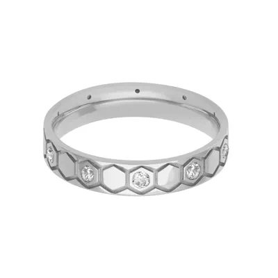 Alternating Flush Set Diamond Honeycomb Band (4.5mm)