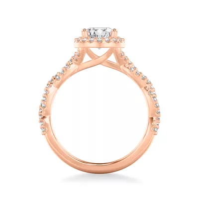 Elsa Halo with Twisted Pavé Band Engagement Ring