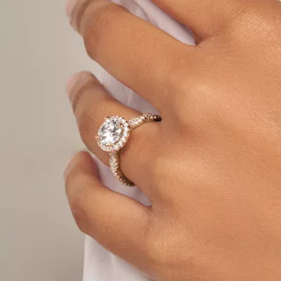 Elsa Halo with Twisted Pavé Band Engagement Ring
