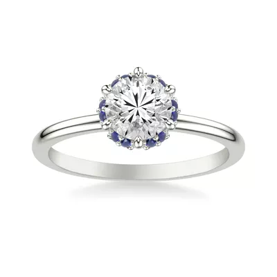 Theodora Sapphire Halo Engagement Ring