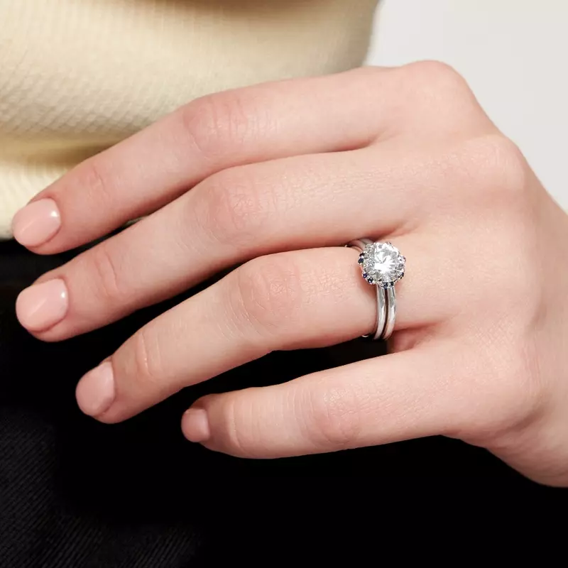 18K White Gold Theodora Sapphire Halo Engagement Ring