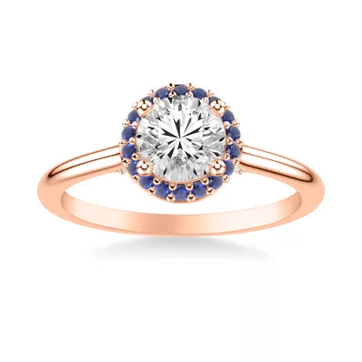 Royalty Sapphire Halo Engagement Ring