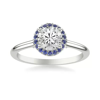 Royalty Sapphire Halo Engagement Ring