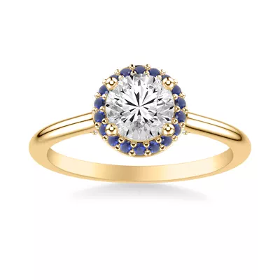 Royalty Sapphire Halo Engagement Ring