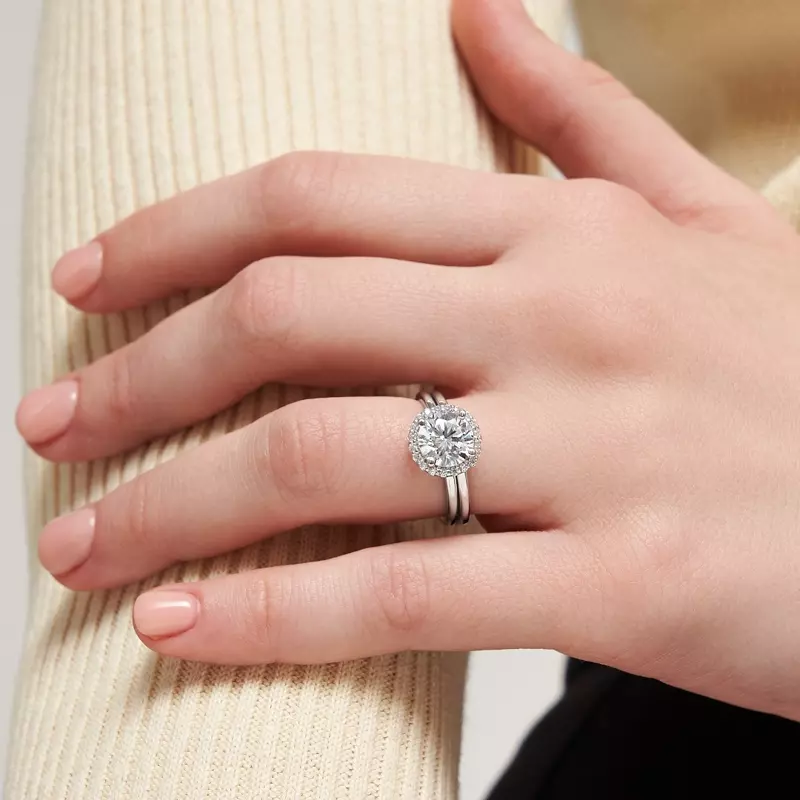 18K White Gold Debbie Classic Halo Engagement Ring