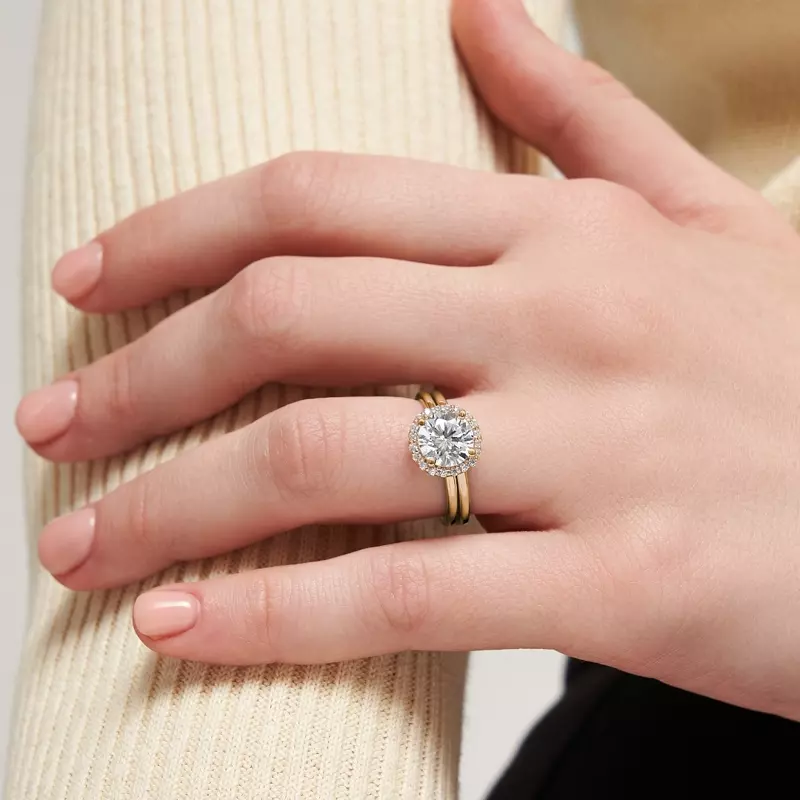 18K Yellow Gold Debbie Classic Halo Engagement Ring
