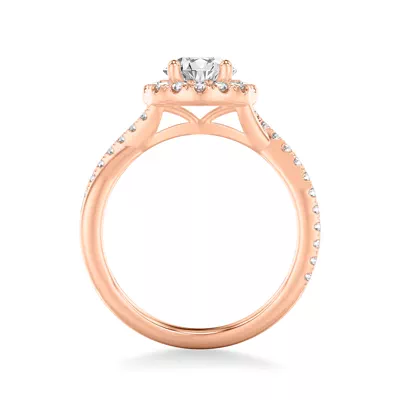 Lexie Contemporary Twist Halo Engagement Ring