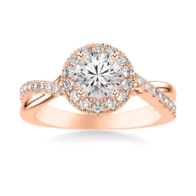 Lexie Contemporary Twist Halo Engagement Ring