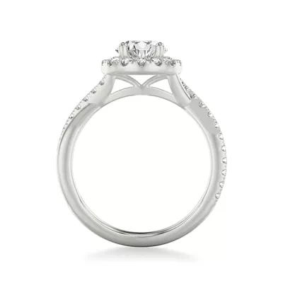 Lexie Contemporary Twist Halo Engagement Ring
