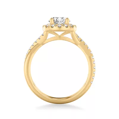 Lexie Contemporary Twist Halo Engagement Ring