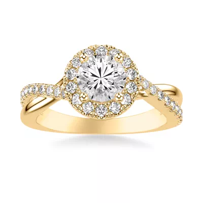 Lexie Contemporary Twist Halo Engagement Ring